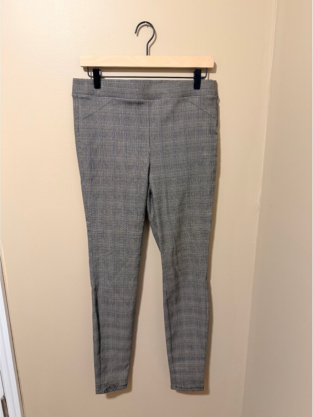 Simply Vera Wang Plaid Skinny Pants Gray Pull On Stretch Career Size M
